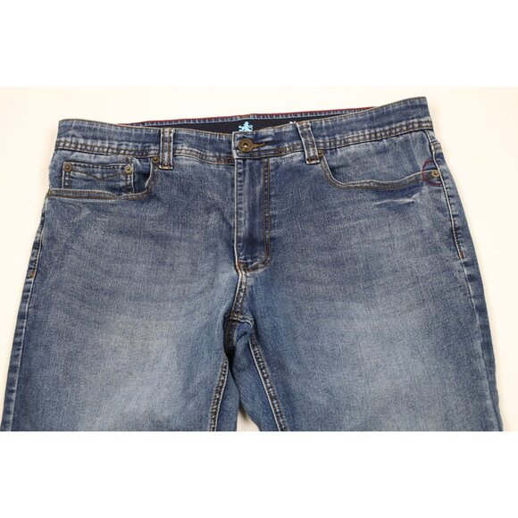 Nat Nast Luxury Originals Mens 36x30 Faded Stretch Straight Leg Denim Jeans Blue - Picture 2 of 14